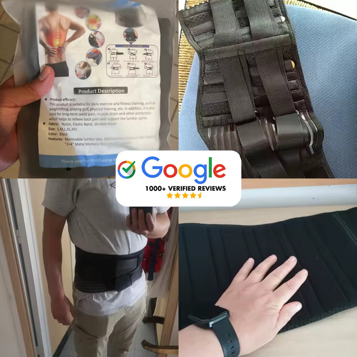 BodyRenew Lower Back Support Belt with Aluminum Stays – Back Pain Relief & Spine Support