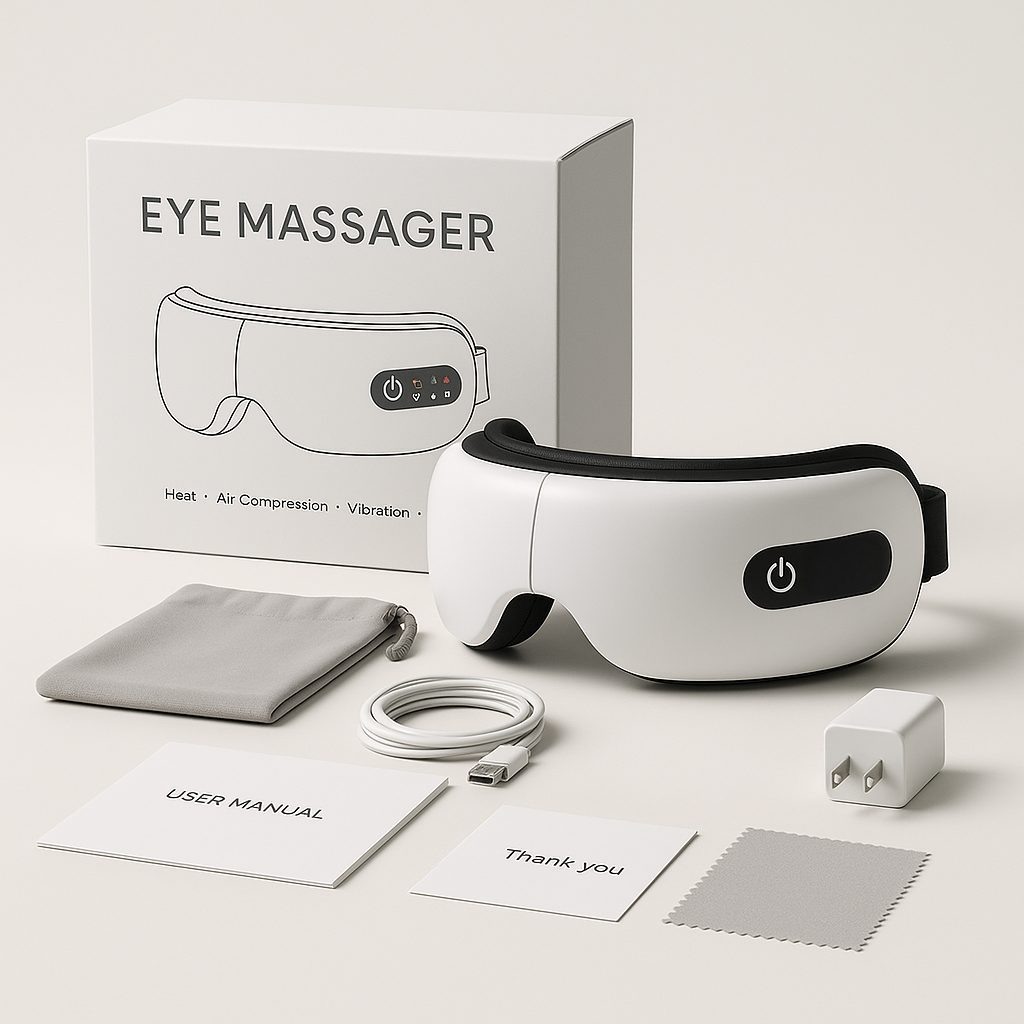 BodyRenew Eye Massager with Heat & Compression – Eye Strain Relief, Headache & Relaxation