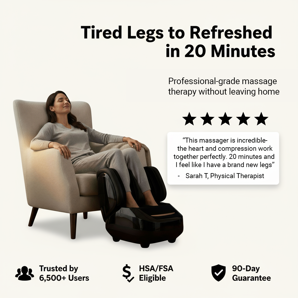 BodyRenew Leg & Foot Massager with Air Compression, Heat & Kneading – Circulation & Relaxation
