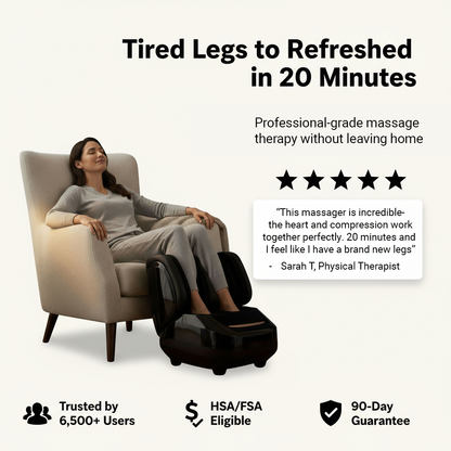 BodyRenew Leg & Foot Massager with Air Compression, Heat & Kneading – Circulation & Relaxation