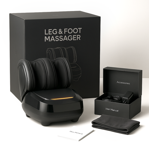 BodyRenew Leg & Foot Massager with Air Compression, Heat & Kneading – Circulation & Relaxation