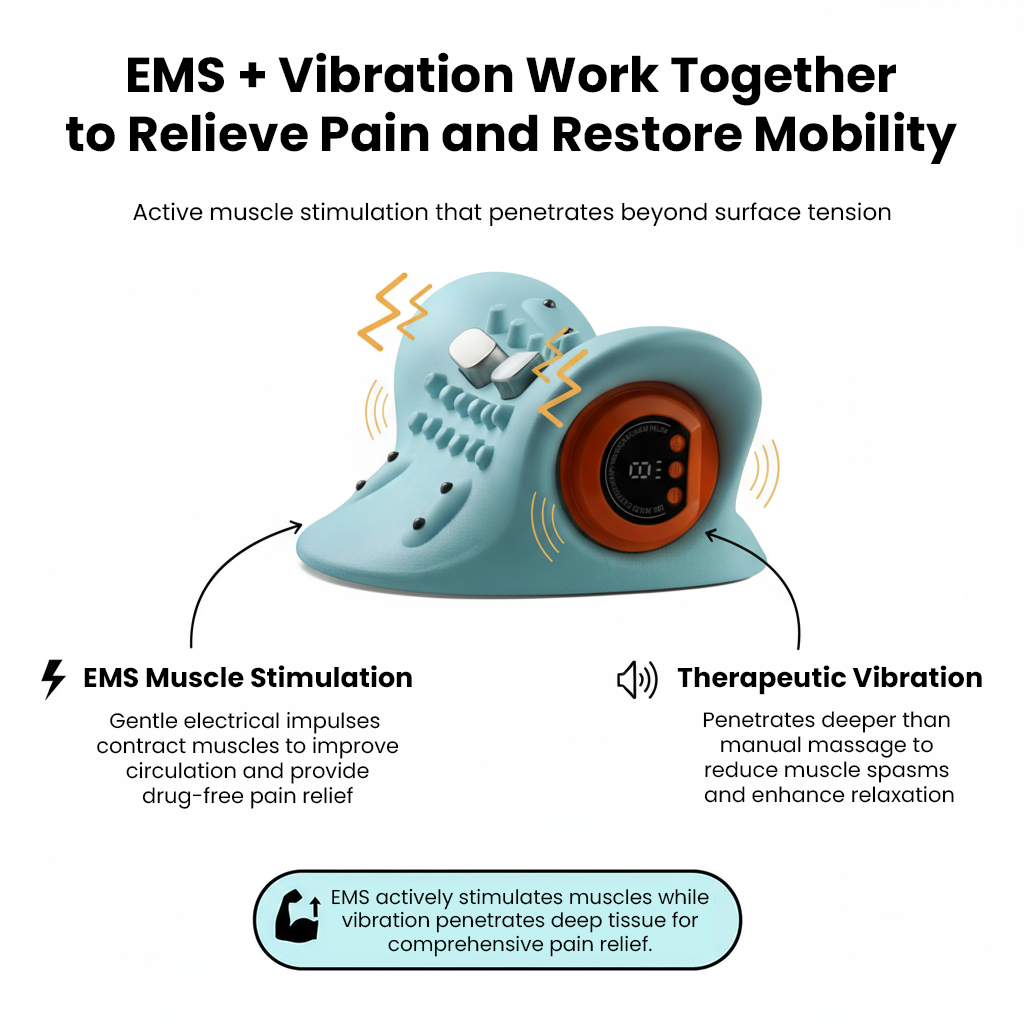 BodyRenew EMS Cervical Neck Massager with Heat & Traction – Deep Neck Relief & Muscle Relaxation.