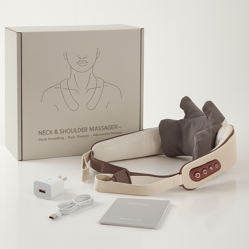 BodyRenew 6D Kneading Neck & Shoulder Massager with Dual Heat – Deep Tissue Pain Relief, Cordless