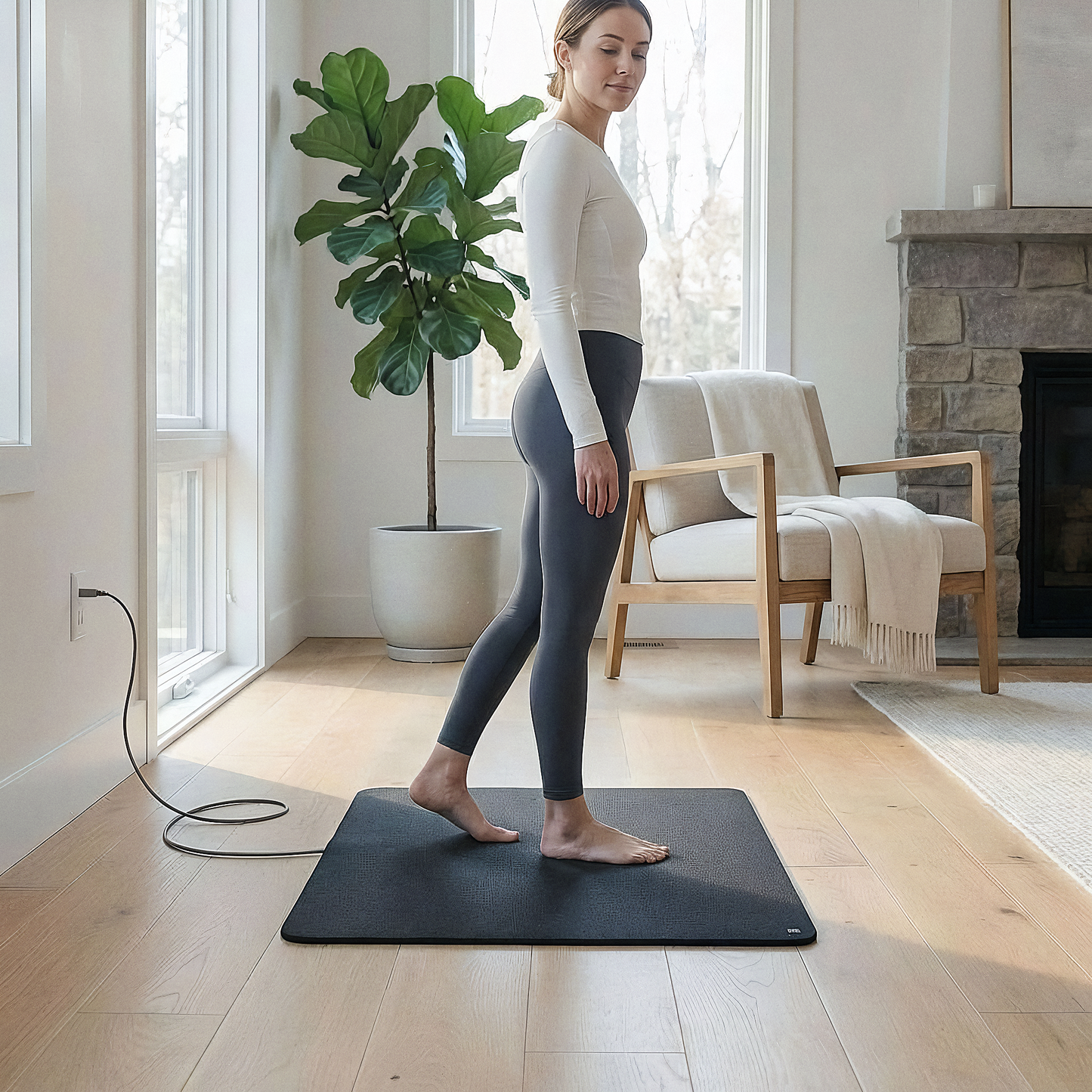 BodyRenew Grounding Mat | Earthing Therapy for Better Sleep, Pain Relief & Wellness, Off-White